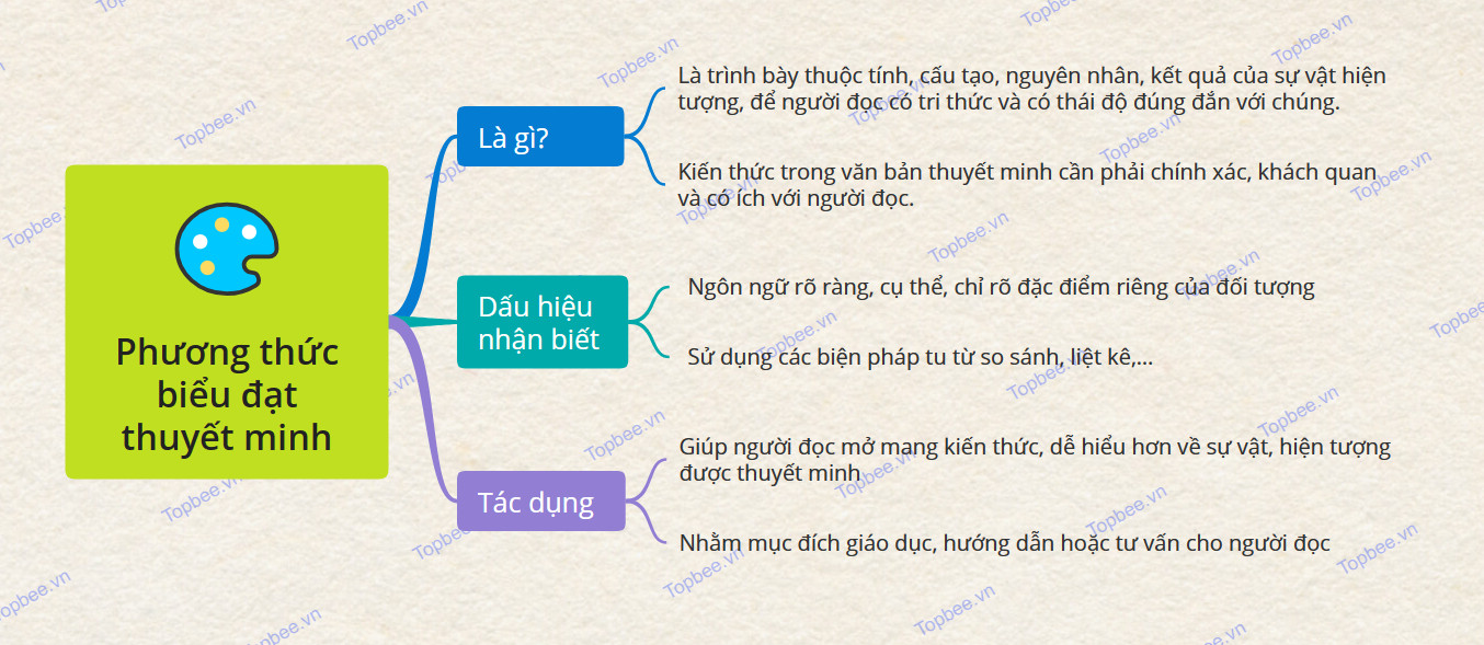 Sơ đồ tư duy về phương thức biểu đạt thuyết minh